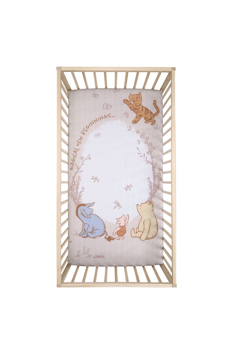 Disney Baby Pooh Bear & Pals Cotton 3Piece Nursery Crib Bedding Set, Alternate, color, Cream