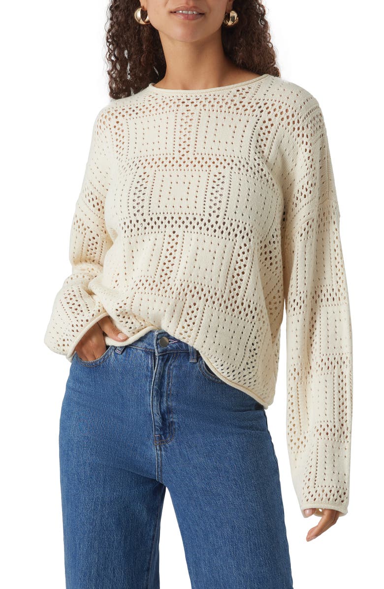 VERO MODA Open Stitch Cotton Blend Sweater, Main, color, 