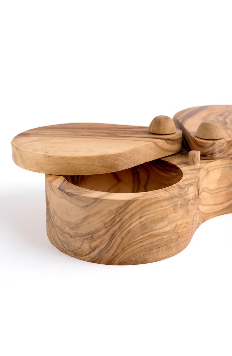 Berard France Olive Wood Double Salt Keeper and Spice Box, Alternate, color, Brown