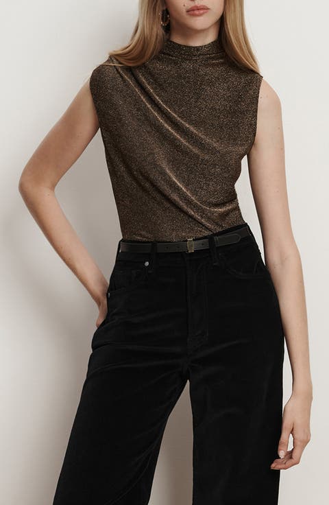 Mylie Metallic Shimmer Funnel Neck Tank