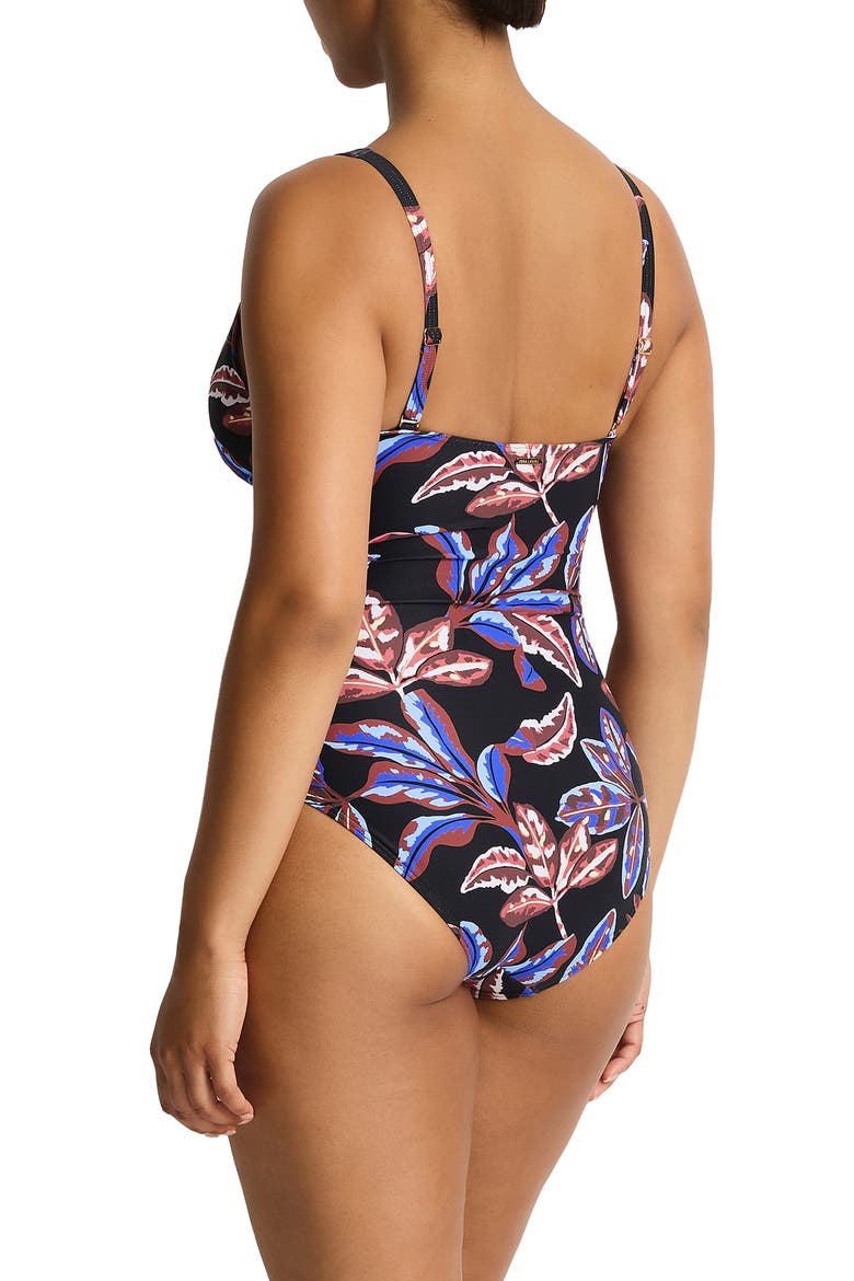 Cross Front One-Piece Swimsuit, Alternate, color, BLACK