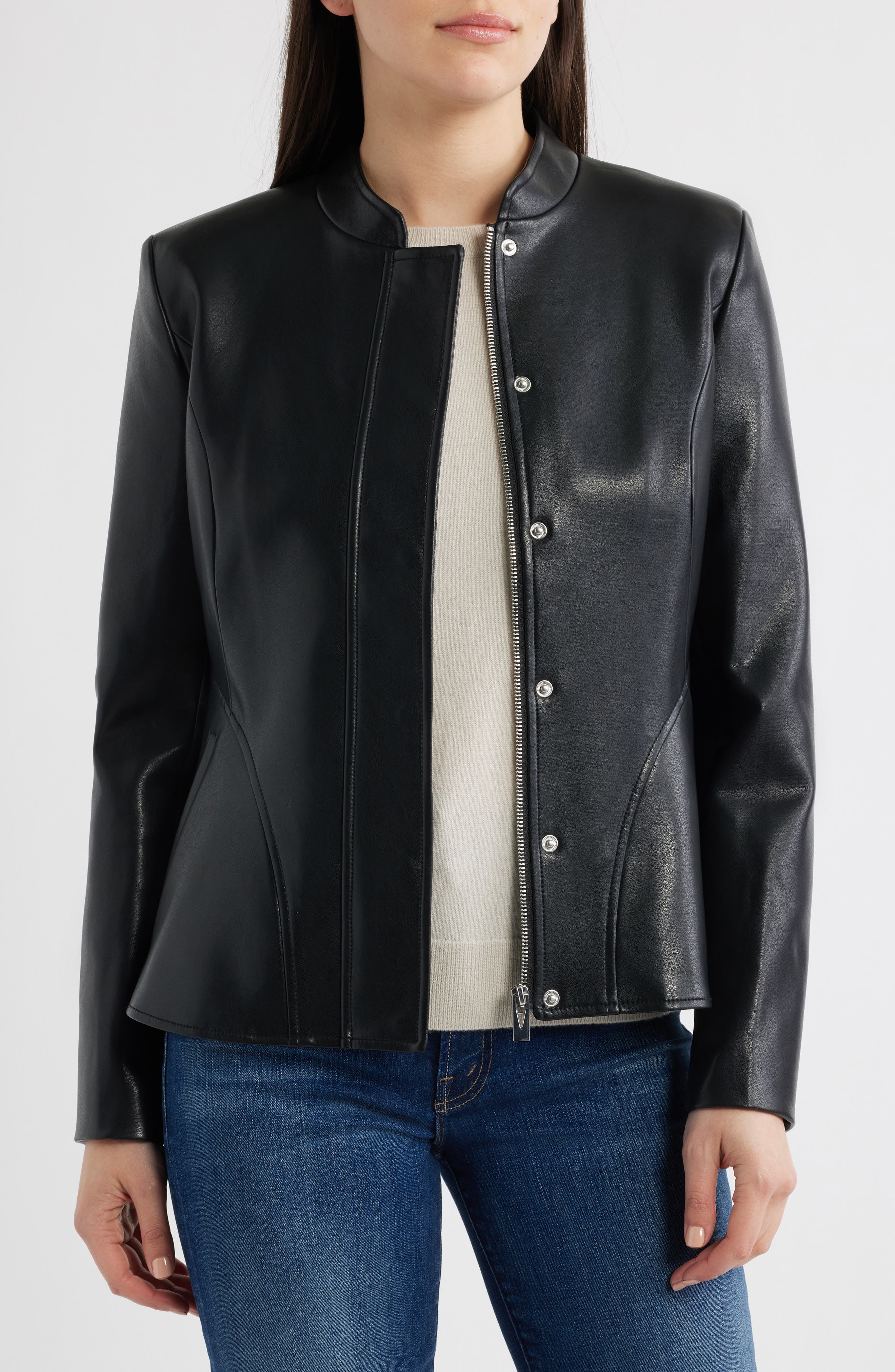 Zip Front Faux Leather Jacket (Women) | Nordstrom