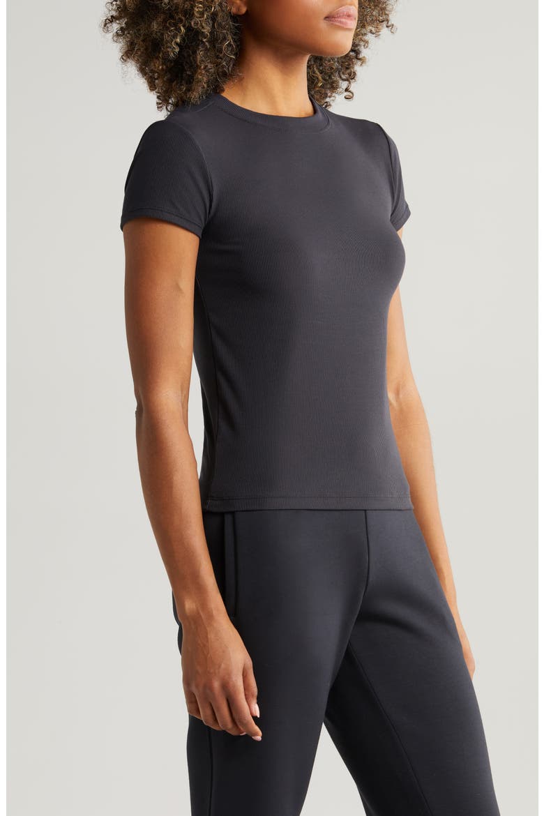 Go-To Rib T-Shirt, Alternate, color, BLACK