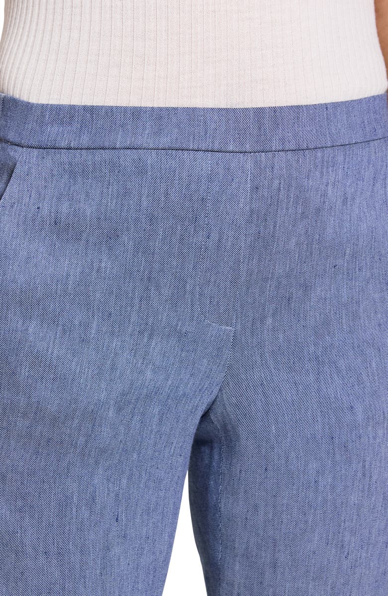 Theory Treeca Linen Blend Pull-On Crop Pants, Alternate, color, Light Denim