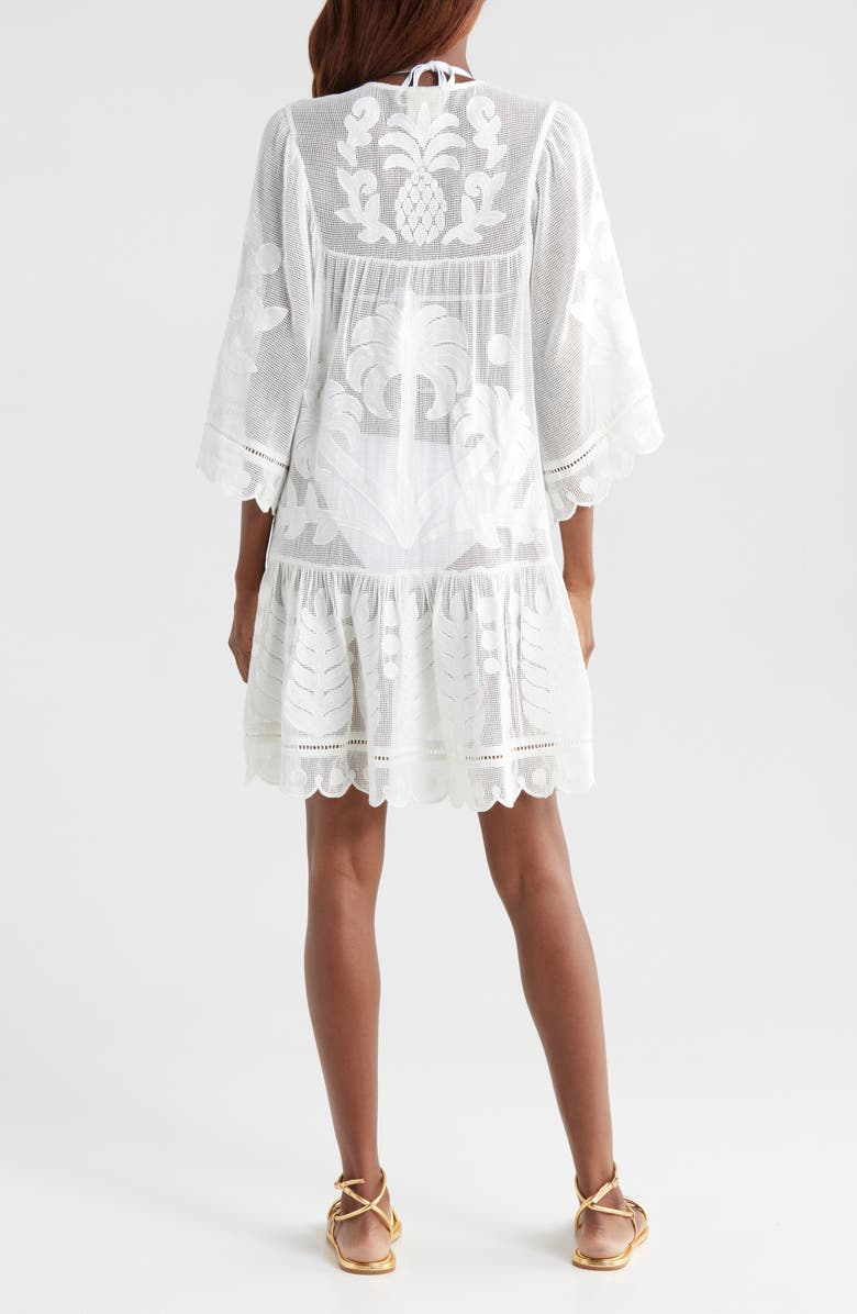FARM Rio Palm Tree Appliqué Cotton Mesh Cover-Up Dress, Alternate, color, 