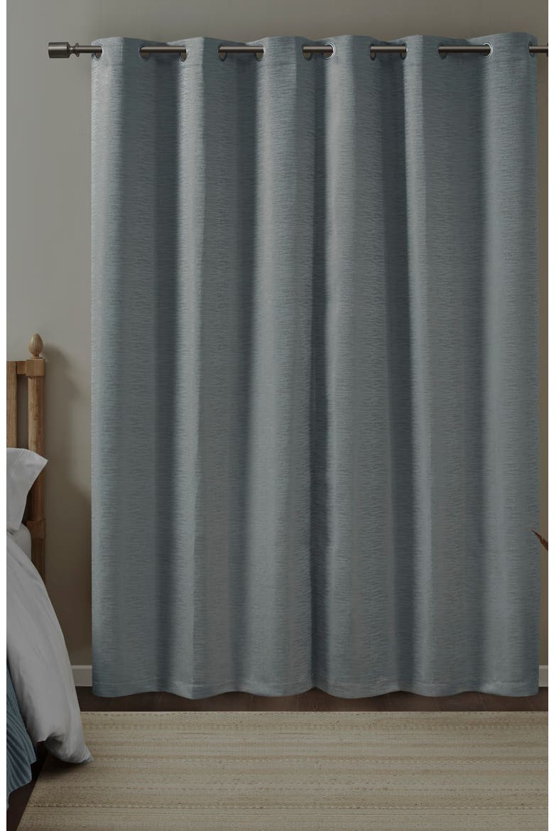 Beautyrest Rocky Solid Textured Jacquard Total Blackout Magnetic Closure Panel Pair, Alternate, color, BLUE