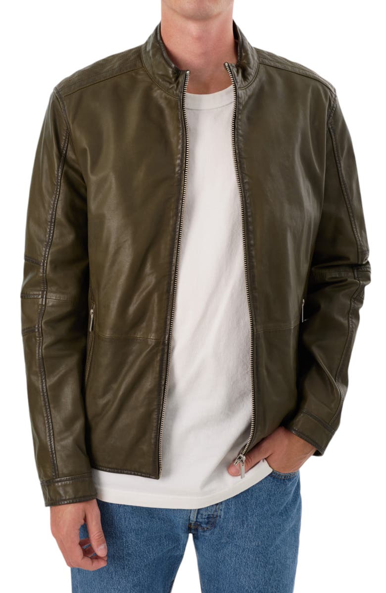REGENCY Lambskin Leather Jacket, Alternate, color, Olive