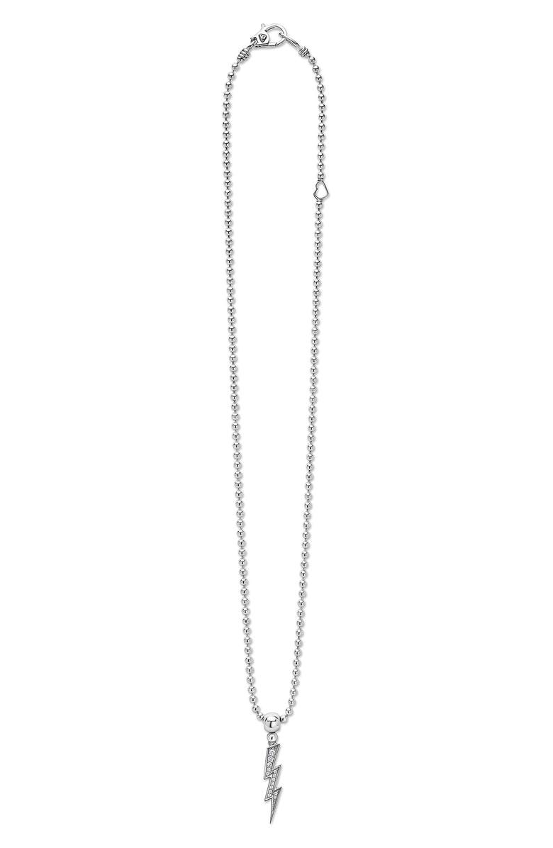 LAGOS Caviar Spark Lightning Bolt Diamond Pendant Necklace, Alternate, color, Silver