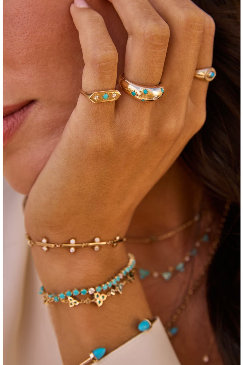 14K Gold Turquoise & Diamond Signet Ring, Alternate, color, 14K YELLOW GOLD / TURQUOISE