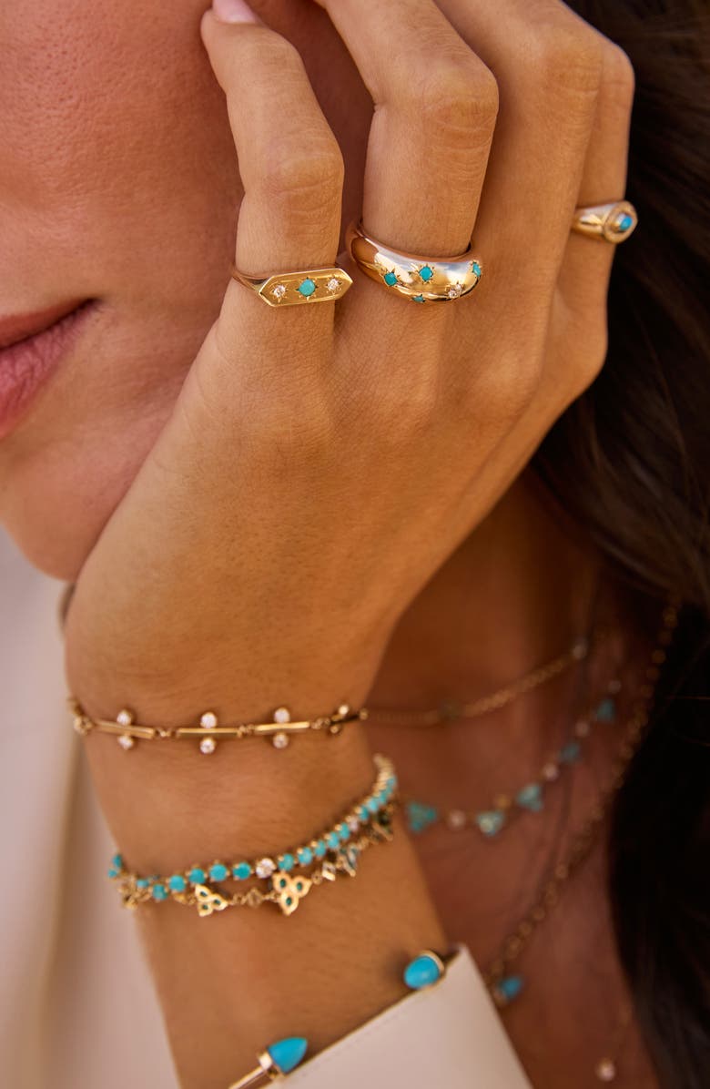 Zoë Chicco 14K Gold Turquoise & Diamond Signet Ring, Alternate, color, 14K Yellow Gold / Turquoise