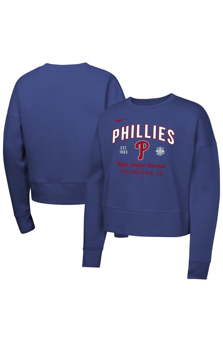 Nike Girls Youth Nike Royal Philadelphia Phillies Fleece Sweatshirt, Main, color, Royal