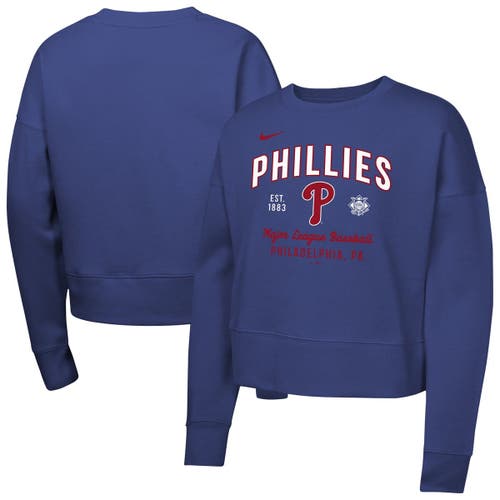Nike Big Girls Royal Philadelphia Phillies Fleece Sweatshirt In Blue
