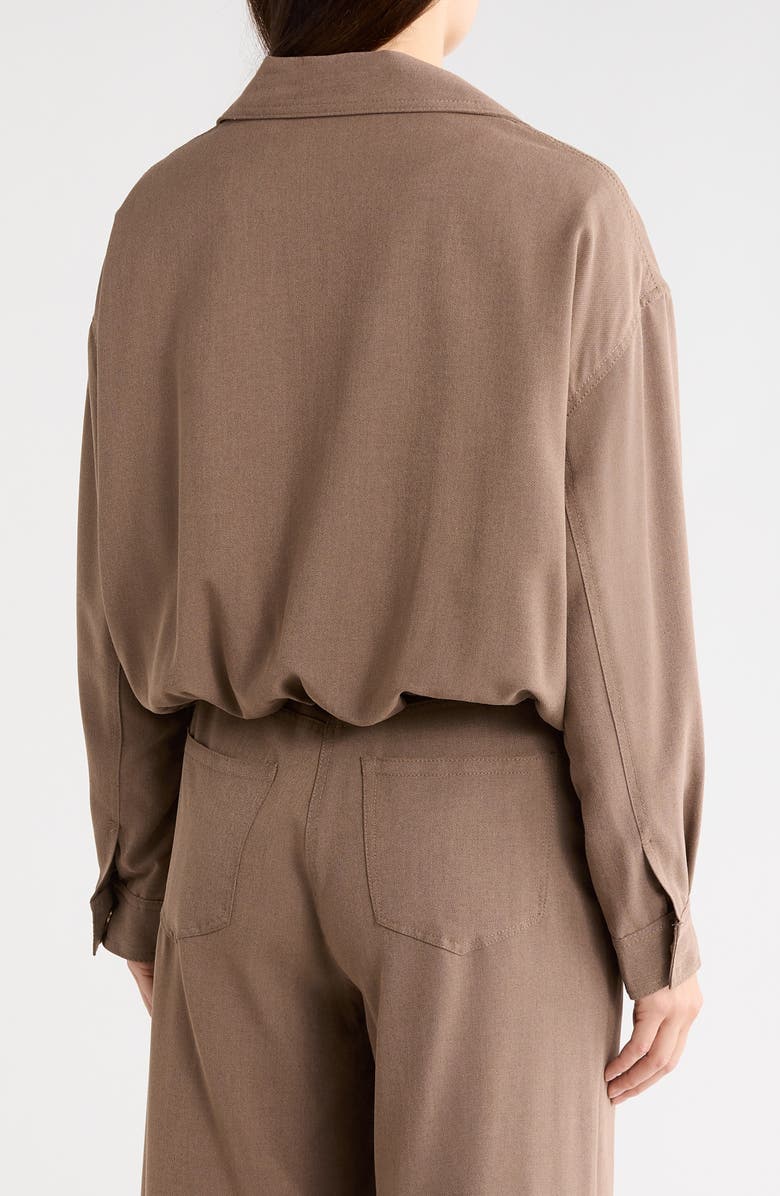 MAX STUDIO Bubble Hem Crop Bomber Jacket, Alternate, color, Mushroom