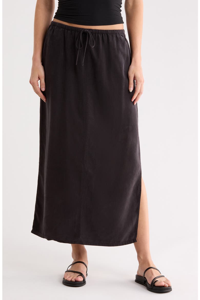 Ana Side Slit Midi Skirt, Main, color, BLACK