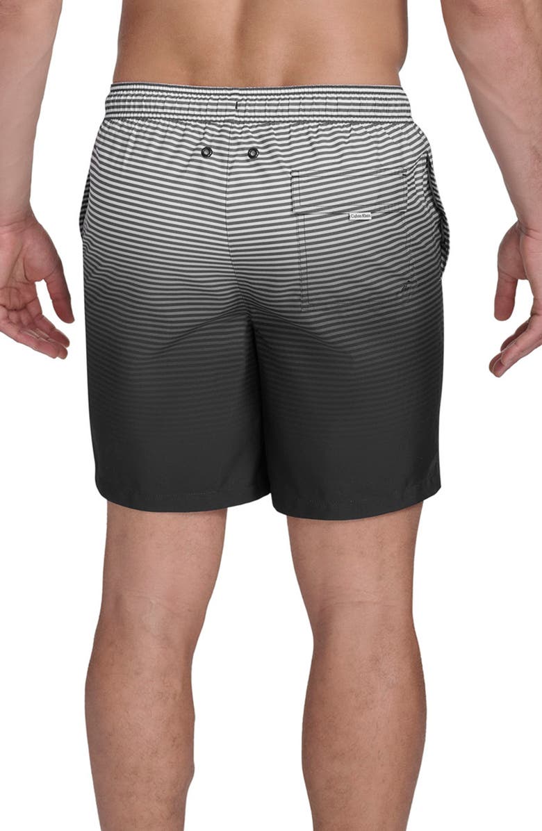 Calvin Klein Graphite Stripe Core Volley Swim Trunks, Alternate, color, Black