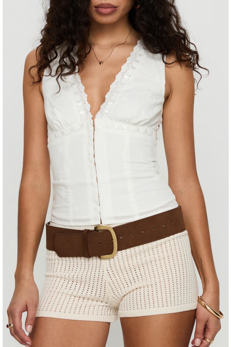 Speechless Eyelet Lace Trim Cotton Tank, Main, color, WHITE