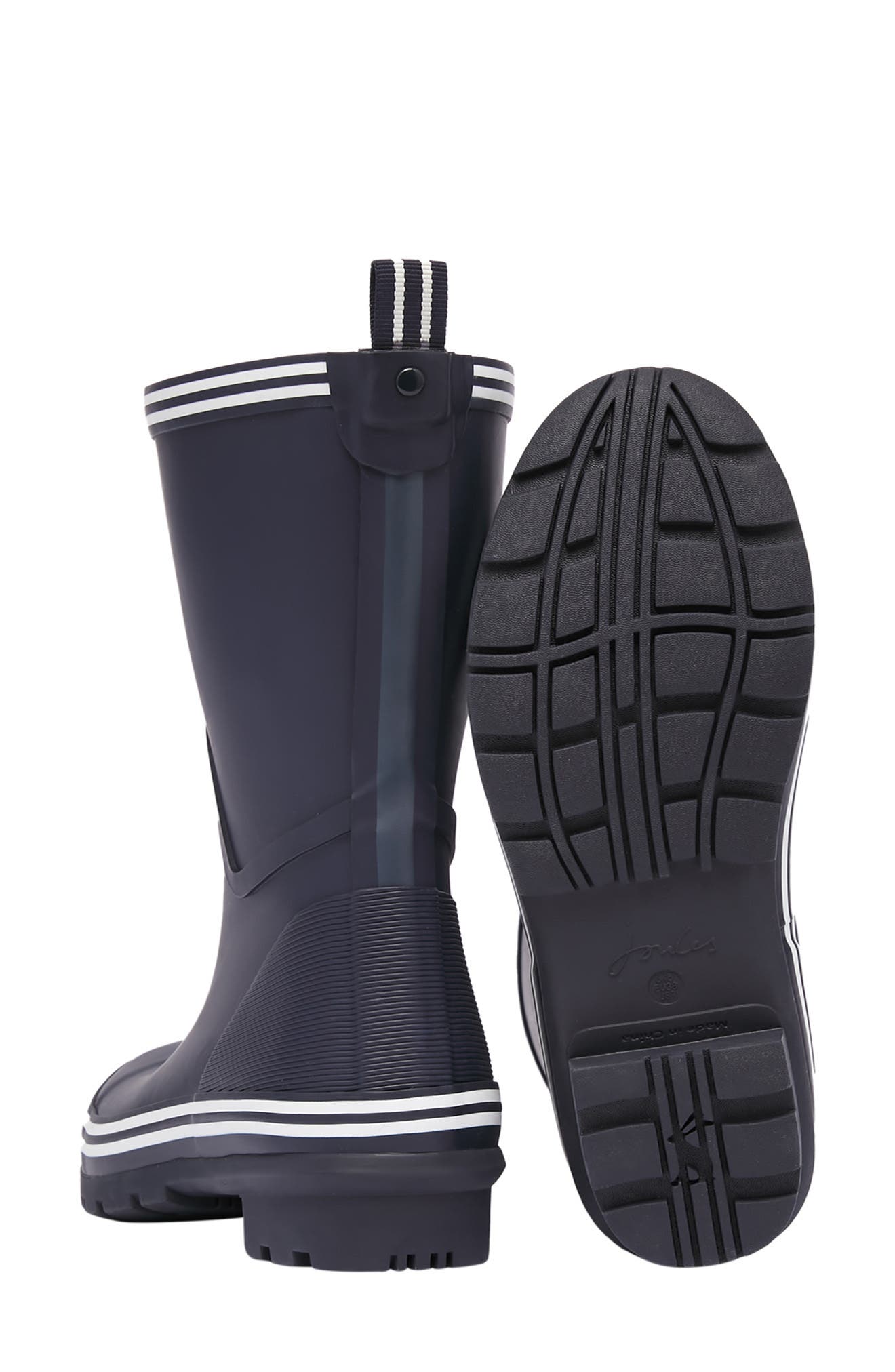 Joules Women's Coastal Rain Boots - Waterproof Natural Rubber Wellies With Striped Design - Berry Color - View #8
