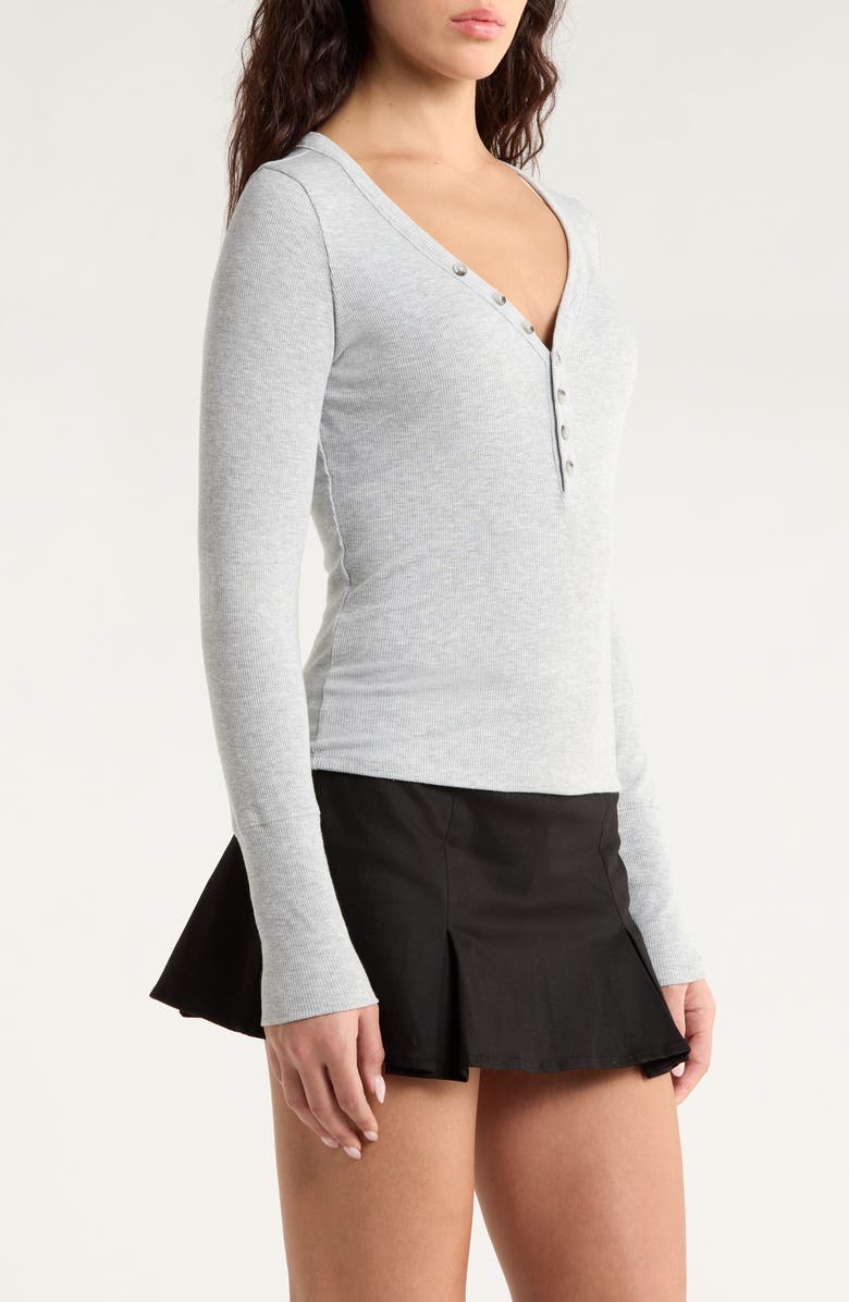 PacSun Payton V-Neck Henley, Alternate, color, Gray