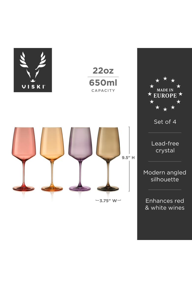 Reserve Nouveau Crystal Wine Glasses Set of 4, Alternate, color, Daybreak