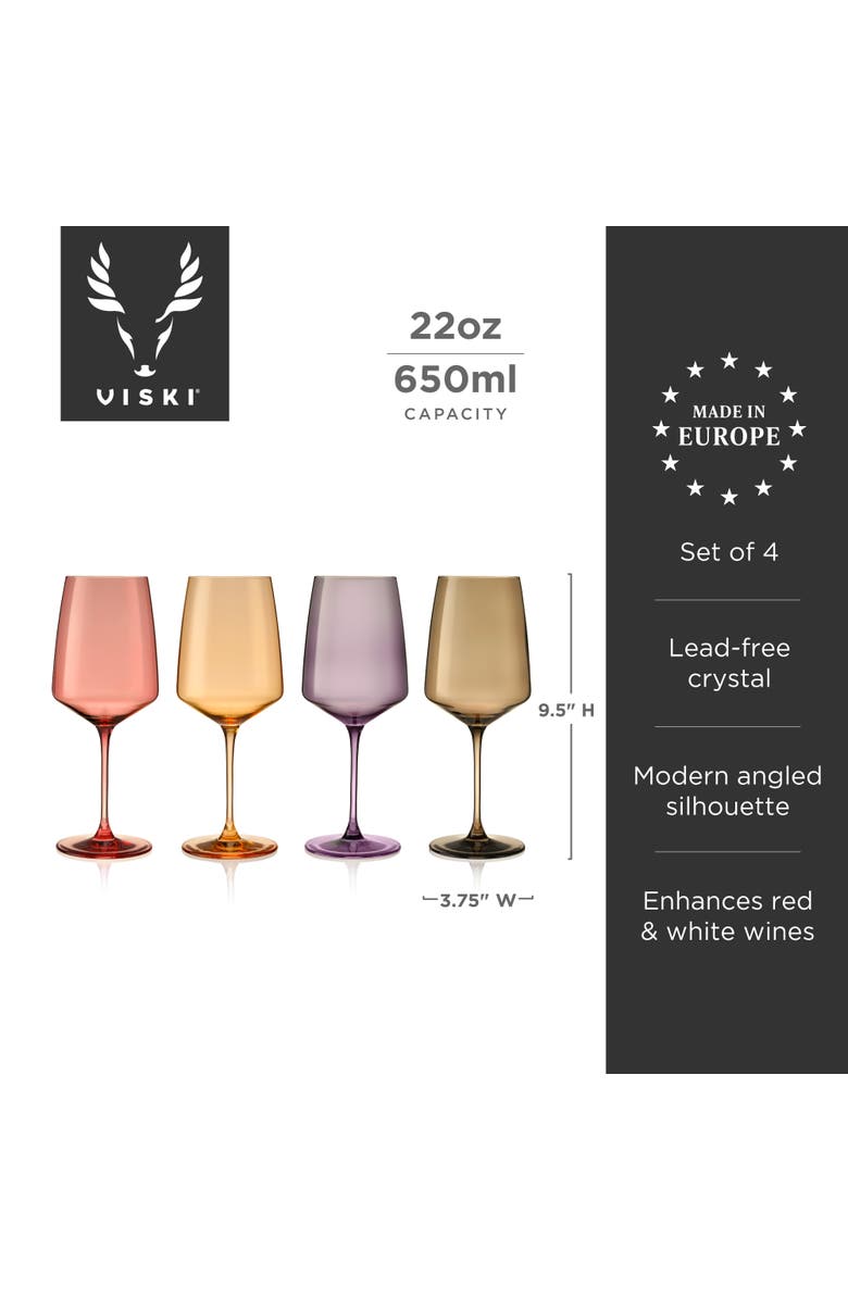 Viski Reserve Nouveau Crystal Wine Glasses Set of 4, Alternate, color, Daybreak