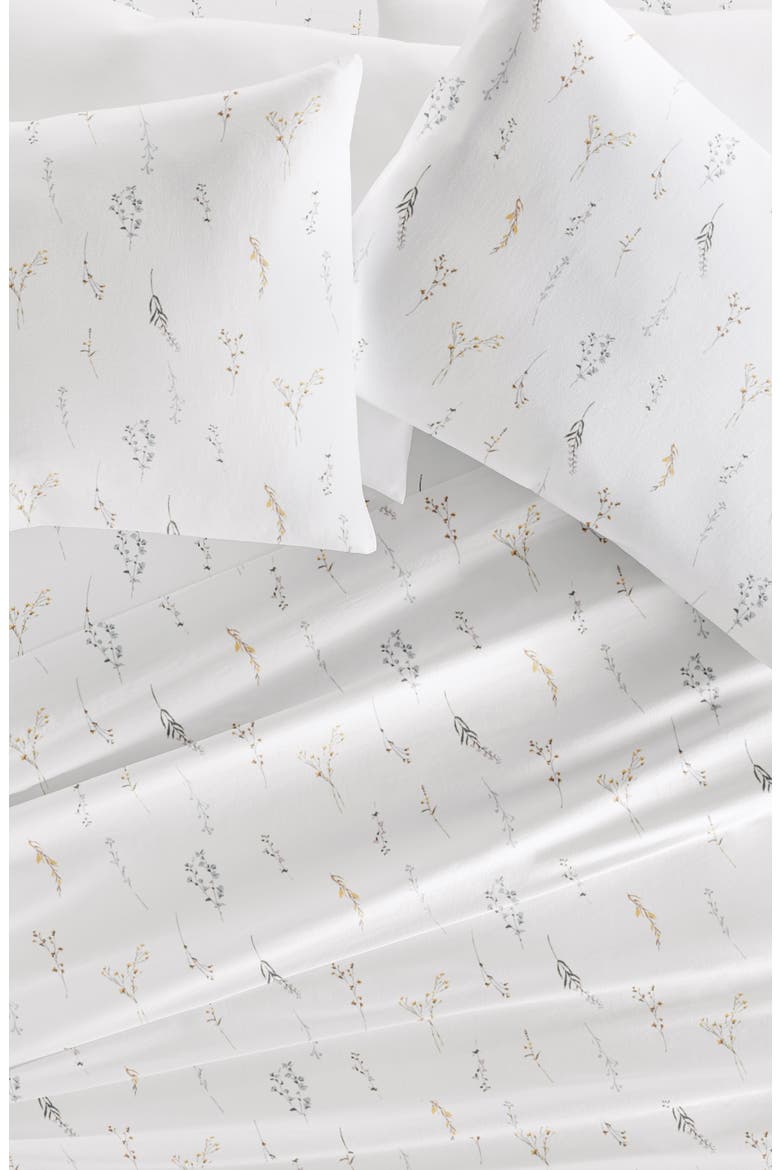 300 Thread Count Cotton Sateen Sheet Set, Alternate, color, WILD GARDEN WHITE