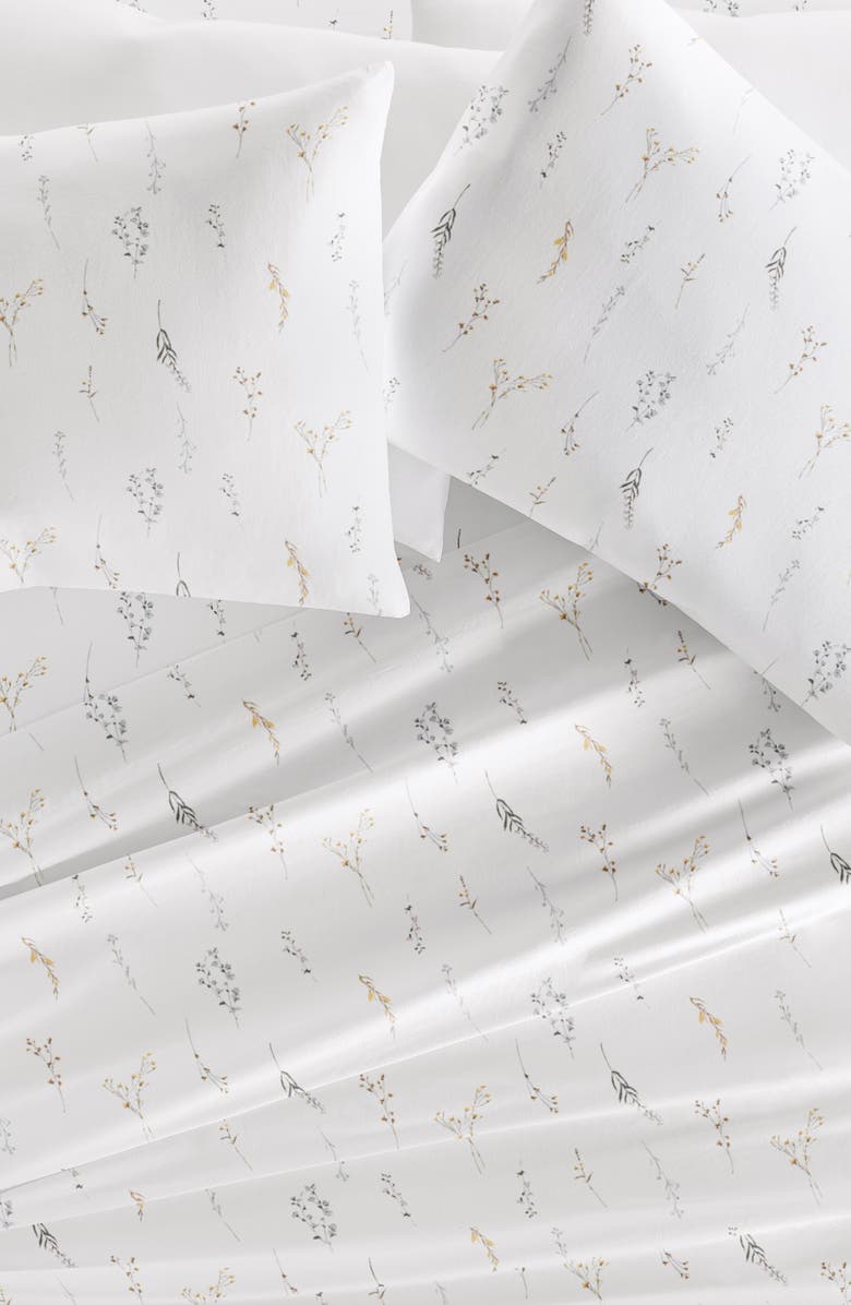 HOMESPUN 300 Thread Count Cotton Sateen Sheet Set, Alternate, color, Wild Garden White