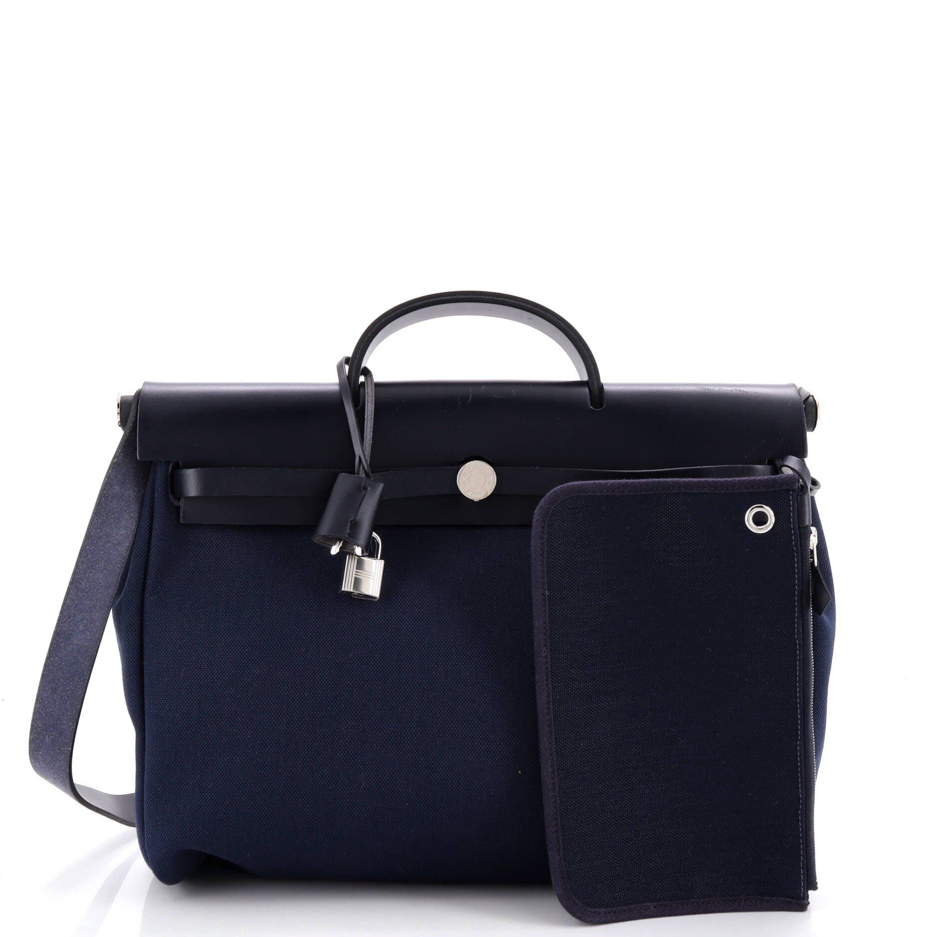 Herbag Zip Leather and Toile 39, Alternate, color, Blue