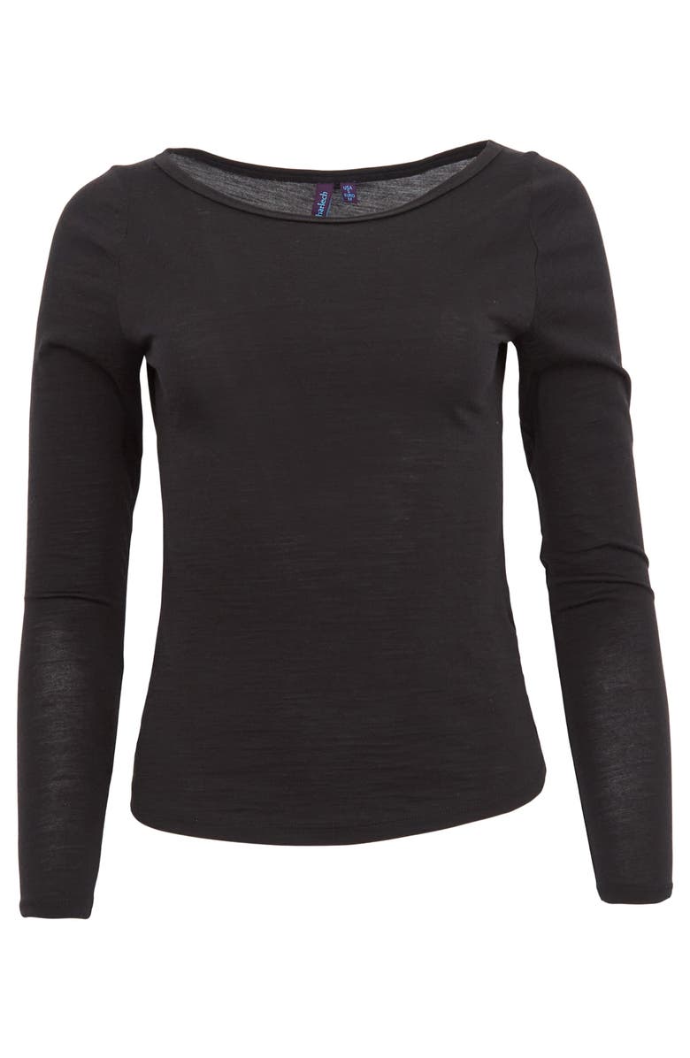Lords of Harlech Carly Merino Long Sleeve Boatneck Shirt, Main, color, Black