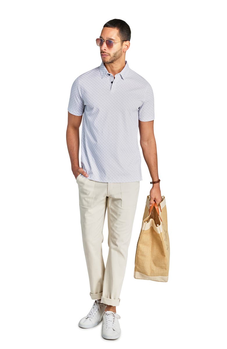 Brooklyn Brigade Slim Fit Geo Short Sleeve Polo, Alternate, color, White