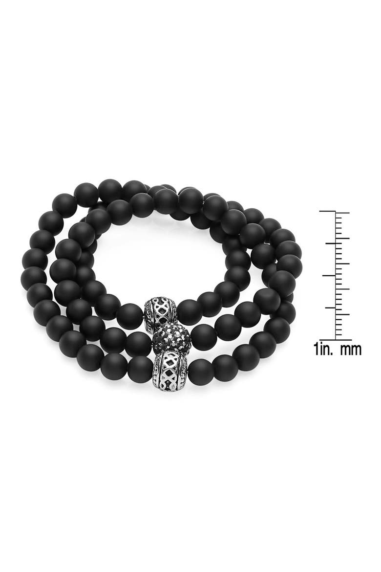 Men's Matte Bead Stretch Bracelets, Alternate, color, BLACK