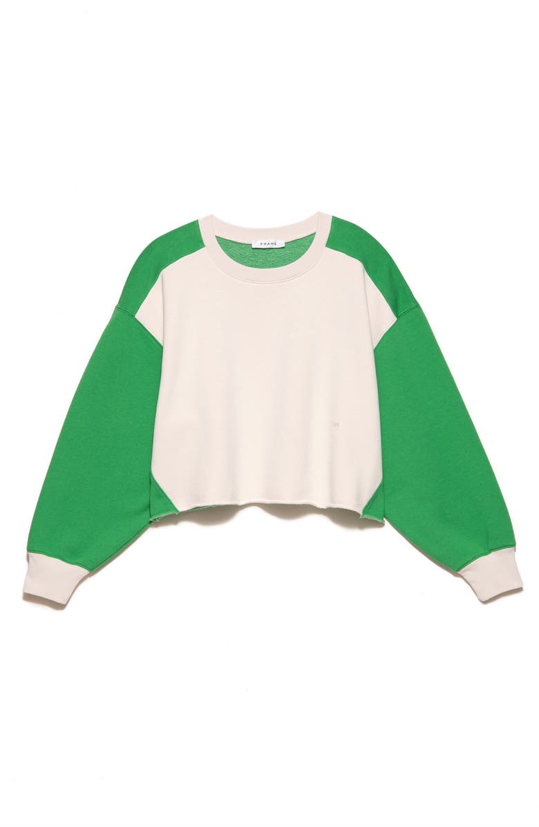 FRAME Crop Colorblock Cotton Blend Fleece Sweatshirt | Nordstromrack