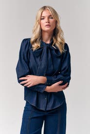 Le Fafo Bow Accent Denim Shirt