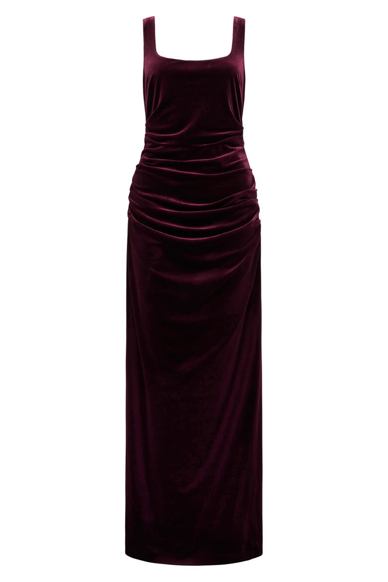 Masara Draped Velvet Gown, Alternate, color, BERRY