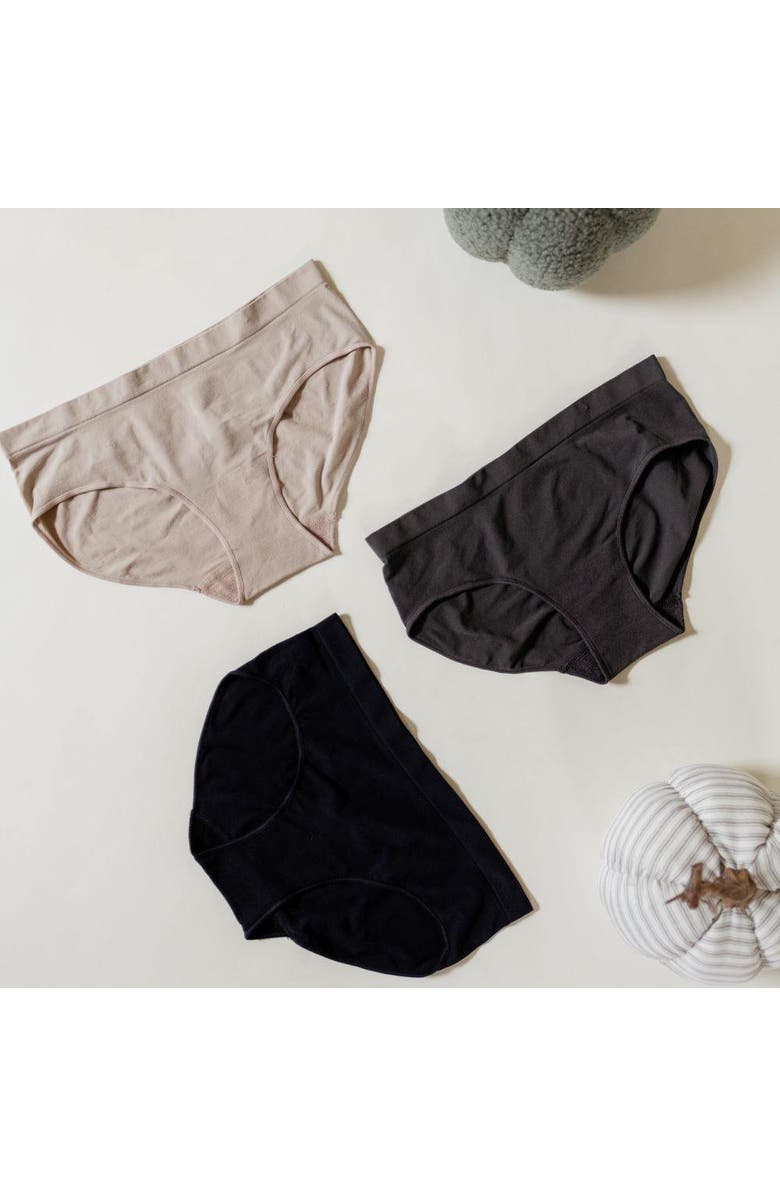 BRABAR Comfy Undies Midi Bikini, Alternate, color, Black, Asphalt, Mushroom