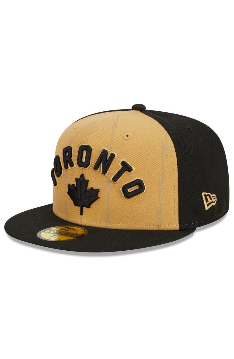New Era Men's New Era Gold/Black Toronto Raptors 2023/24 City Edition 59FIFTY Fitted Hat, Alternate, color,