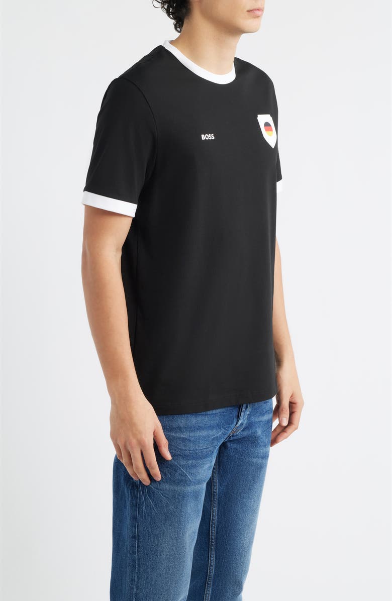 BOSS Lux Stretch Cotton Graphic T-Shirt, Alternate, color, Germany / Black