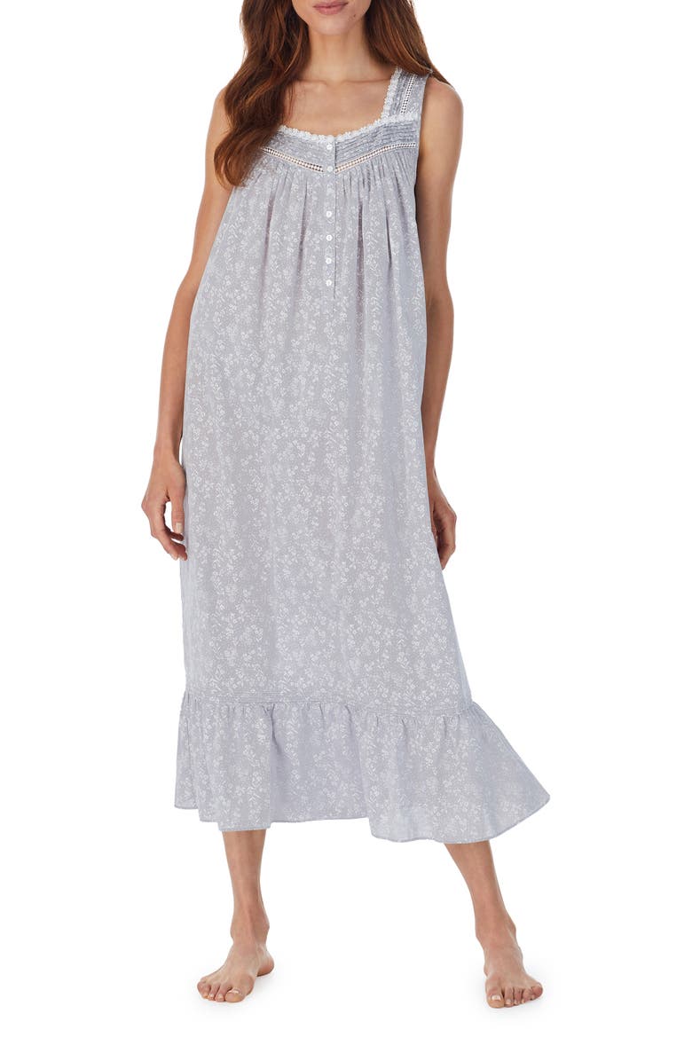 Eileen West Ballet Floral Print Cotton Nightgown, Main, color, 