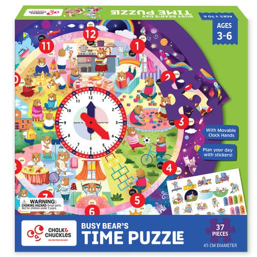 Chalk & Chuckles Busy Bear's Day-Tell the Time Puzzle  product