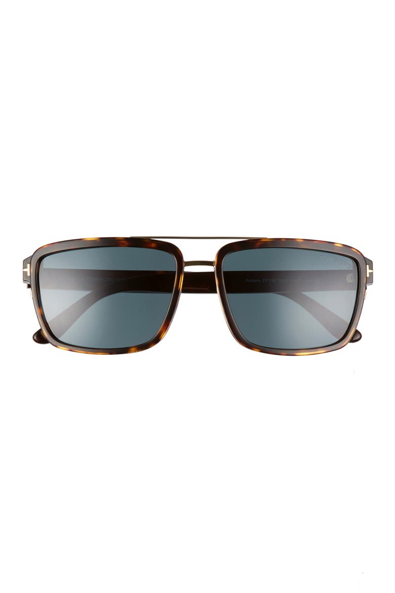 Anders 58mm Navigator Sunglasses, Main, color, DARK HAVANA/ DARK TEAL