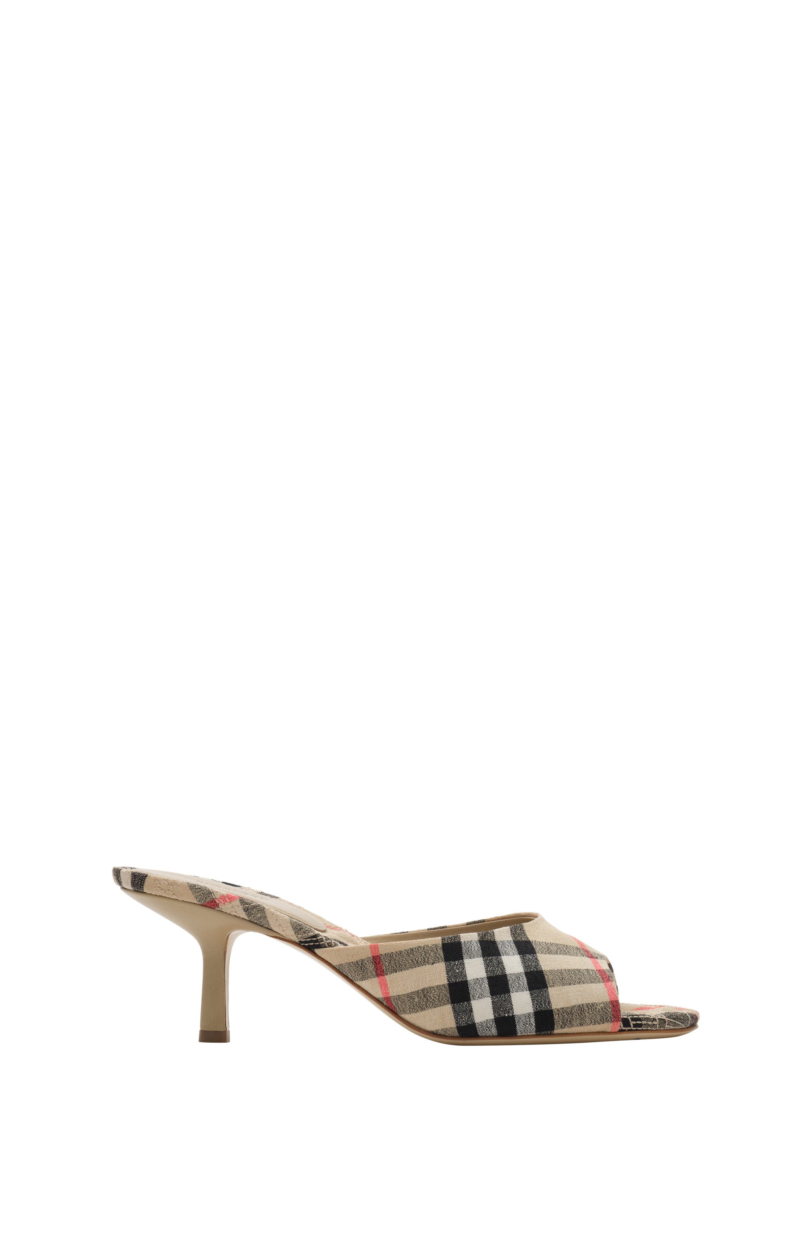 Burberry Check Mews Low Sandals, Main, color, Sand Beige