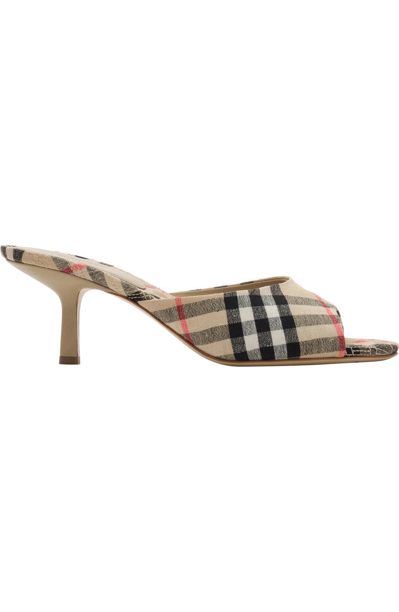 Burberry Check Mews Low Sandals, Main, color, Sand Beige