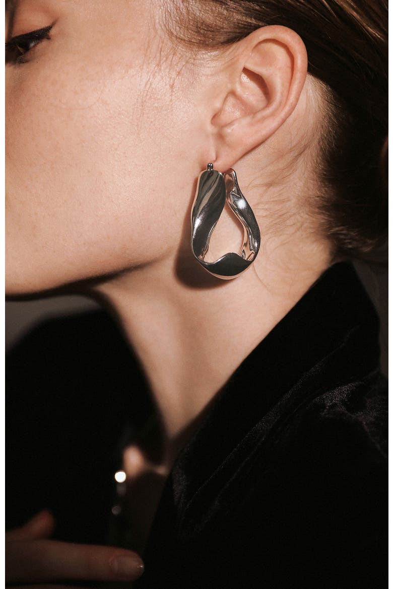 Ripple Earrings, Alternate, color, Silver