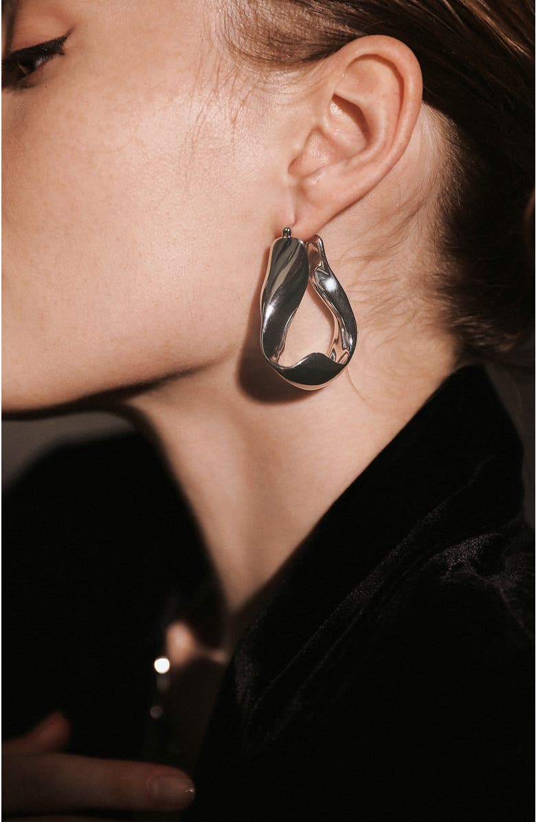 RETRO CHIC Ripple Earrings, Alternate, color, Silver