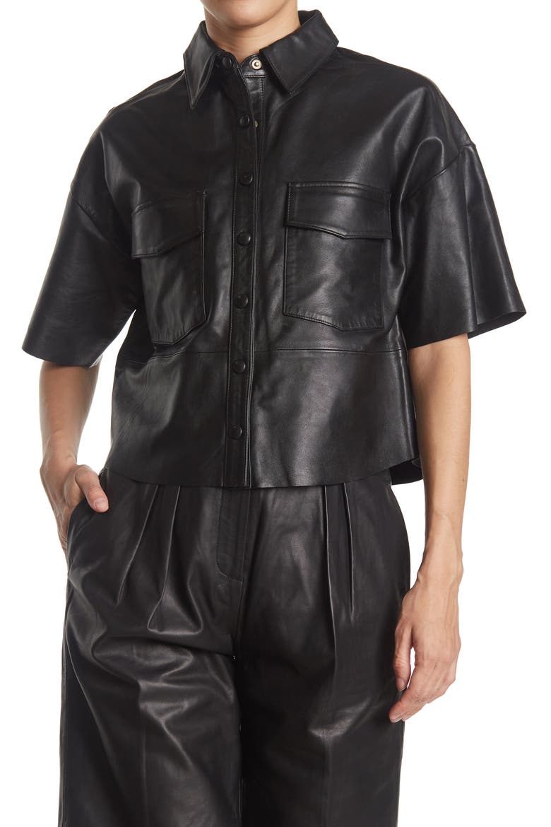 Dylan Leather Top, Main, color, BLACK