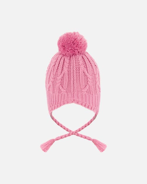 Deux Par Deux Lined Winter Hat With Pompom In Pink