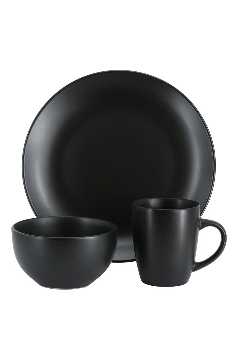 Gibson Home Everyday Plus 12 Piece Round Stoneware Dinnerware Set, Alternate, color, Black