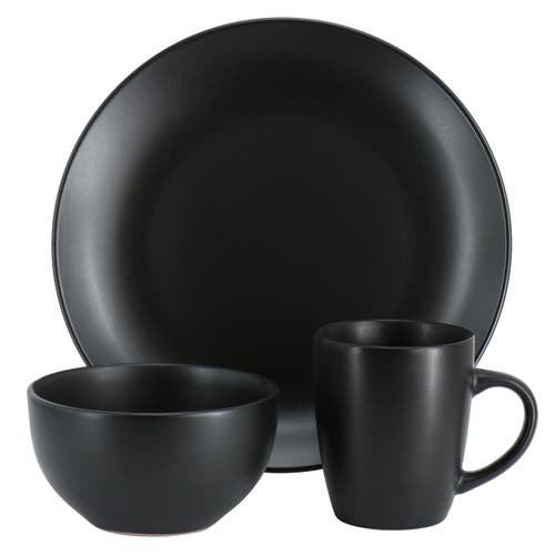 Gibson Home Everyday Plus 12 Piece Round Stoneware Dinnerware Set In Black