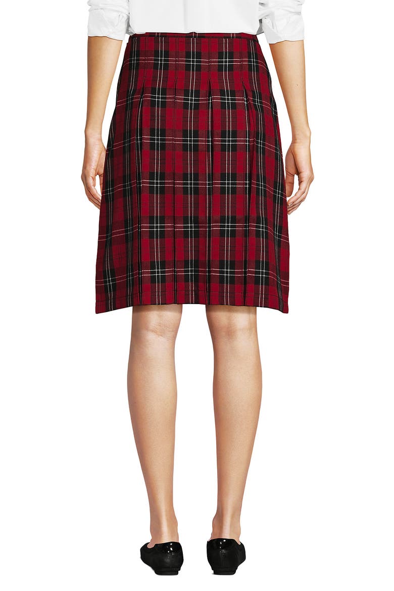 School Uniform Young  Plaid Box Pleat Skirt Top of the Knee, Alternate, color, Red/Black Plaid