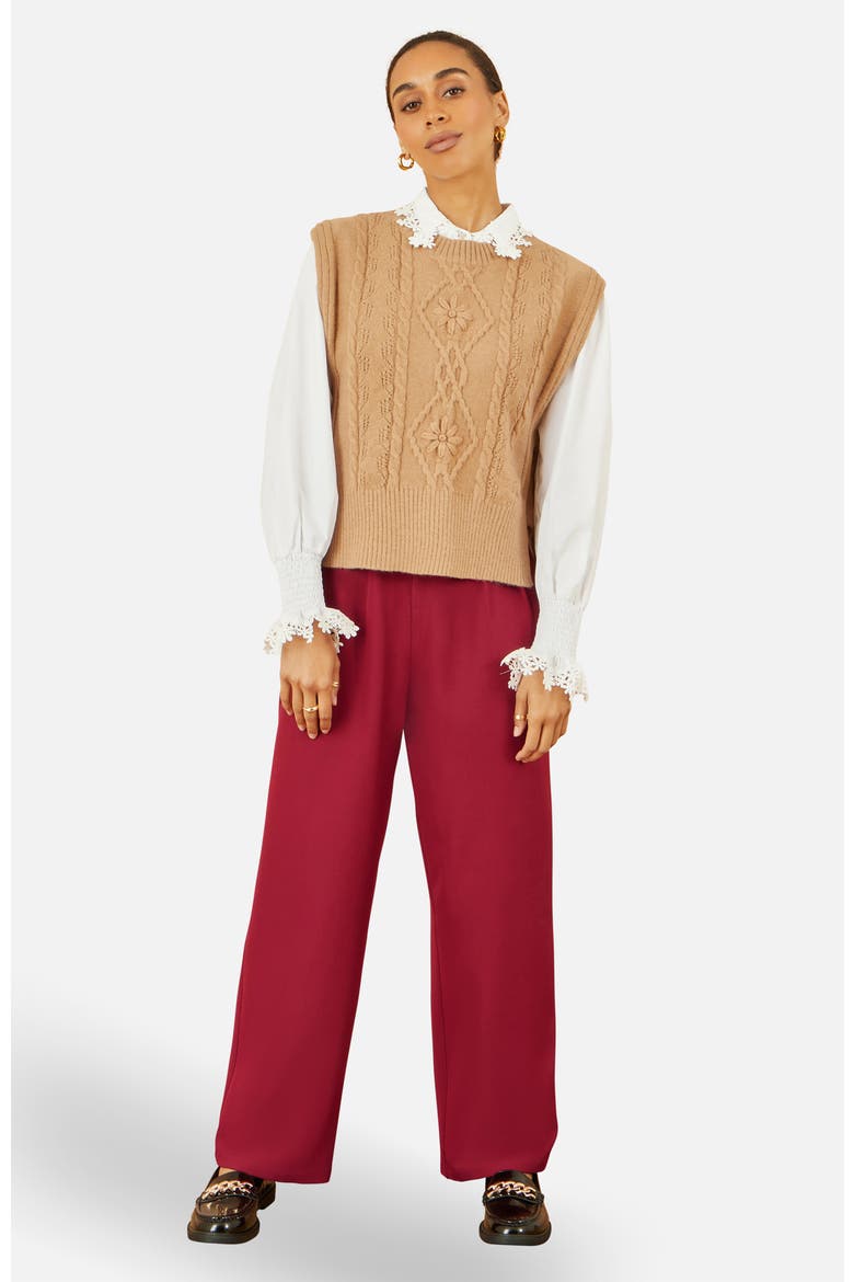 Wide Leg Trousers, Alternate, color, Burgundy
