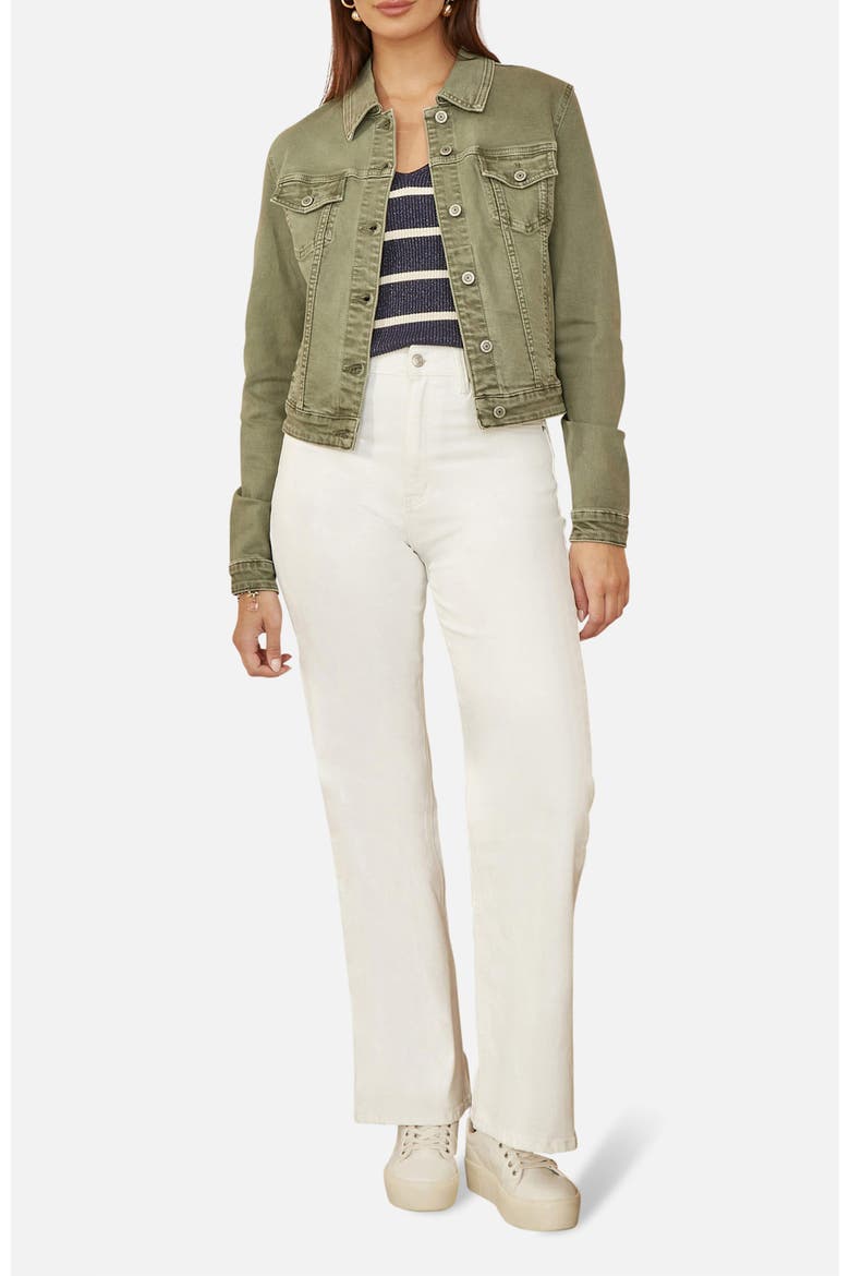 Stretch Cotton Denim Jacket, Alternate, color, Green